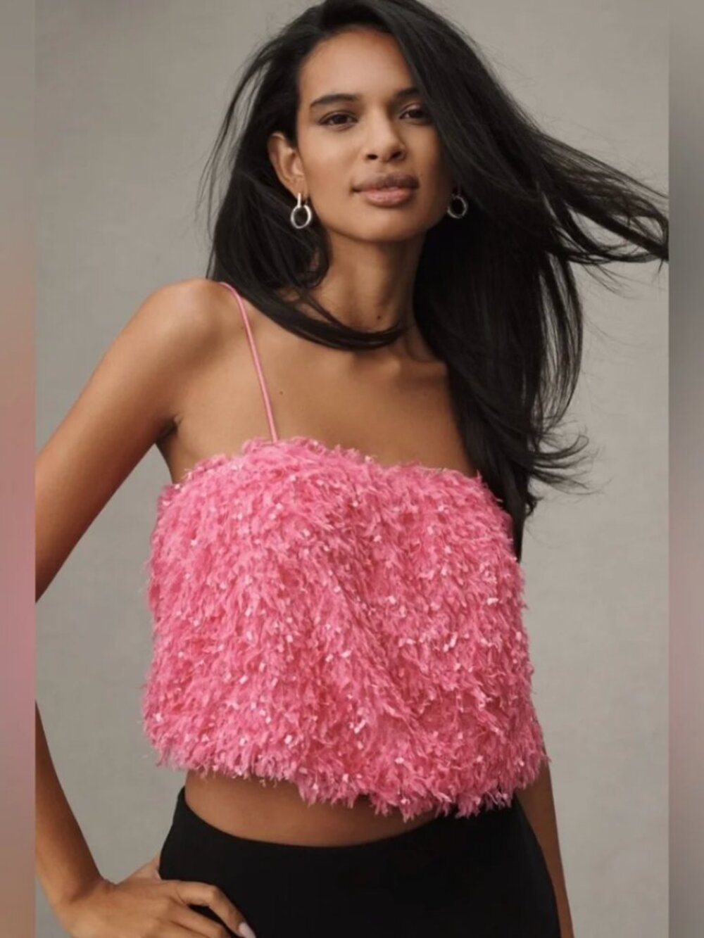 Anthropologie Sunday in Brooklyn Fringe Crop Camisole - Hot Pink